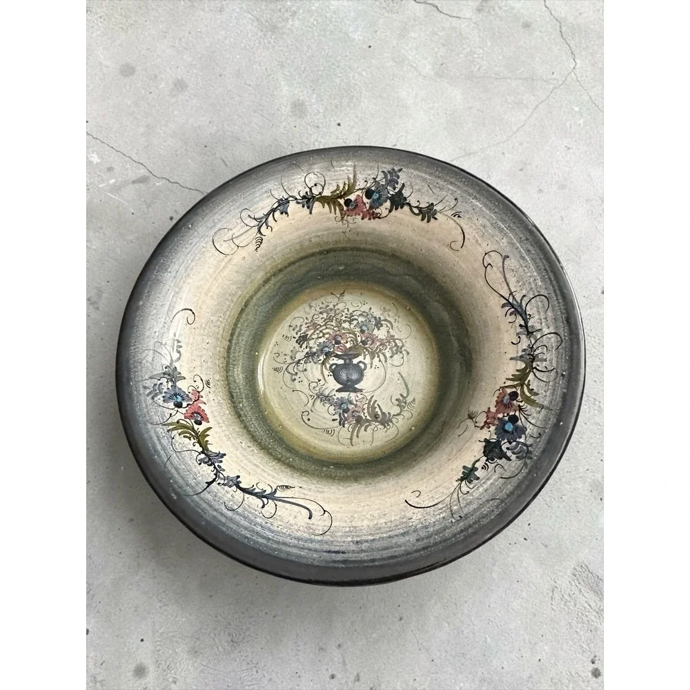 Vintage Hand Painted Italian Majolica Ceramic Bowl - Pristine Condition